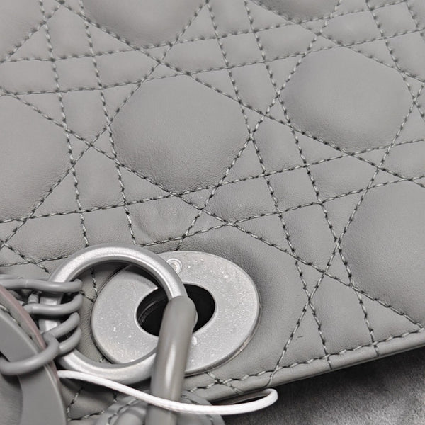 Lady Dior Small Cannage Lambskin Gray