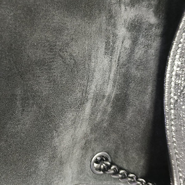 Chevron Leather Shoulder Bag Mini Black