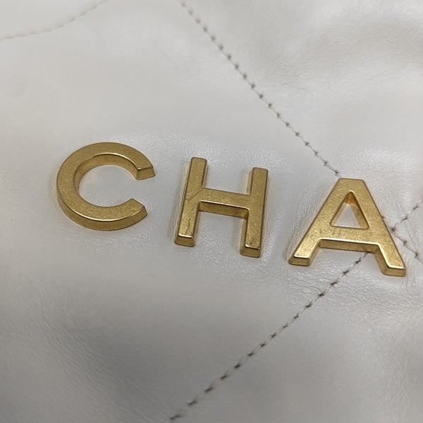 CHANEL 22 Mini Quilted Calfskin White