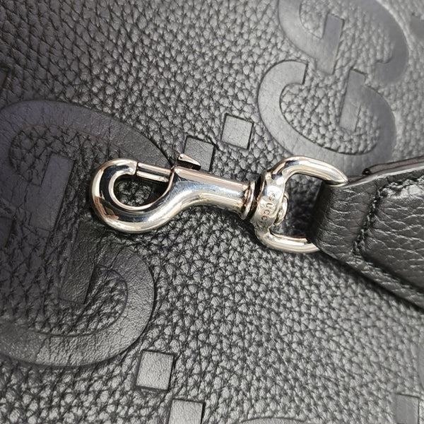 Monogram Leather Crossbody Bag Black