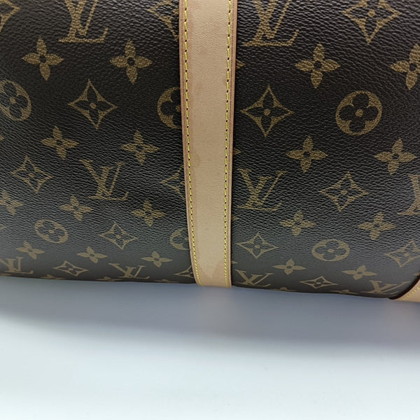KEEPALL 50 Monogram Coated Canvas Brown