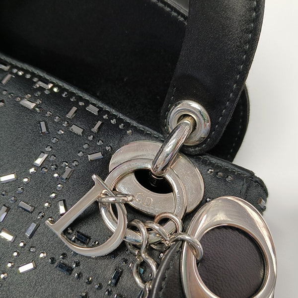 Lady Dior Mini Cannage Silk Satin Black