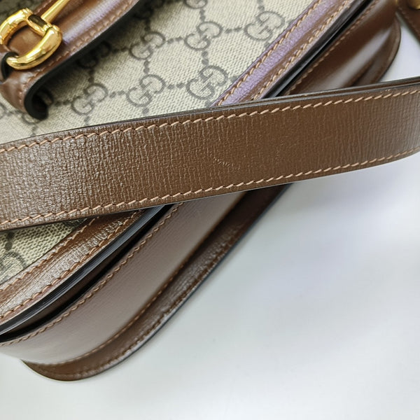 Horsebit 1955 Medium Monogram Coated Canvas Beige