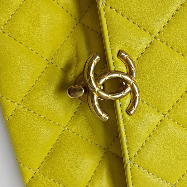 Quilted Calfskin Shoulder Bag Yellow