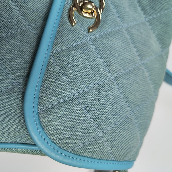 Quilted Denim Shoulder Bag Blue