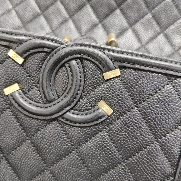 FILIGREE Small Quilted Grained Calfskin Black