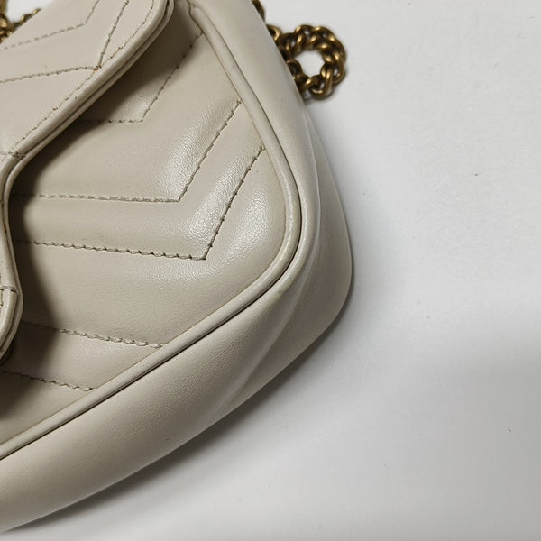 GG Marmont Mini Quilted Calfskin White