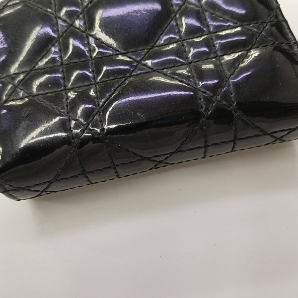 Lady Dior Cannage Patent Leather Black Wallet
