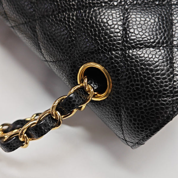 CLASSIC FLAP Small Quilted Grained Calfskin Black