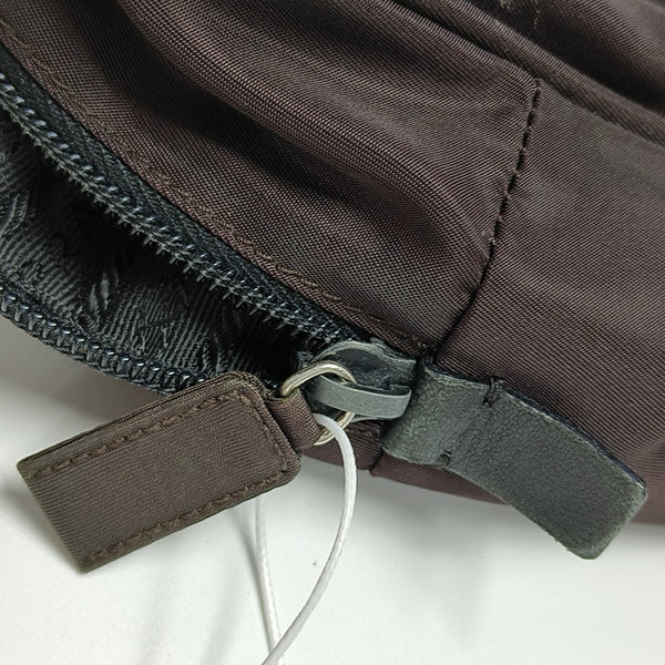 Nylon Top Handle Bag Brown