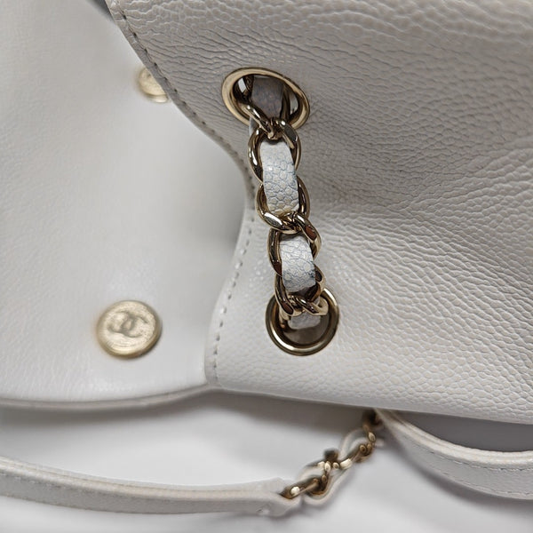 Quilted Grained Calfskin Small White