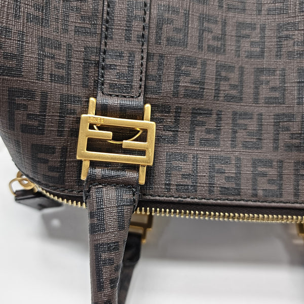 Coated Canvas Top Handle Bag Brown