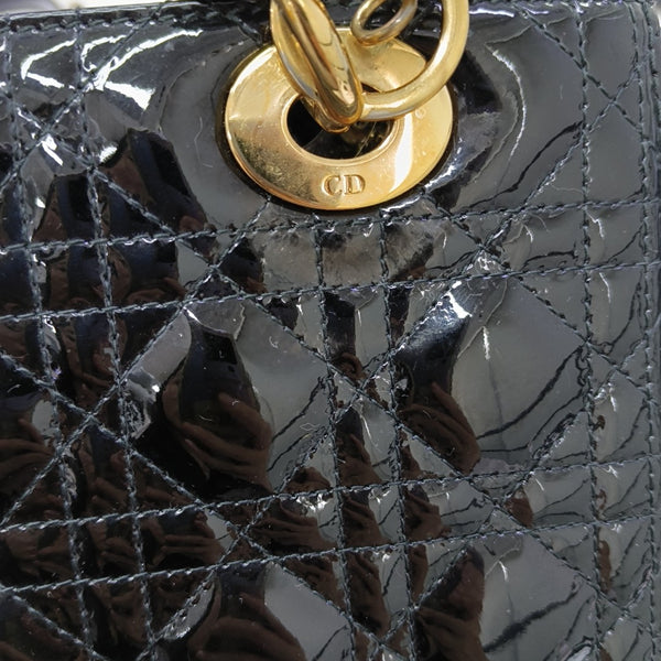 Lady Dior Medium Cannage Patent Leather Black