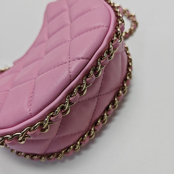 Quilted Lambskin Shoulder Bag Mini Pink