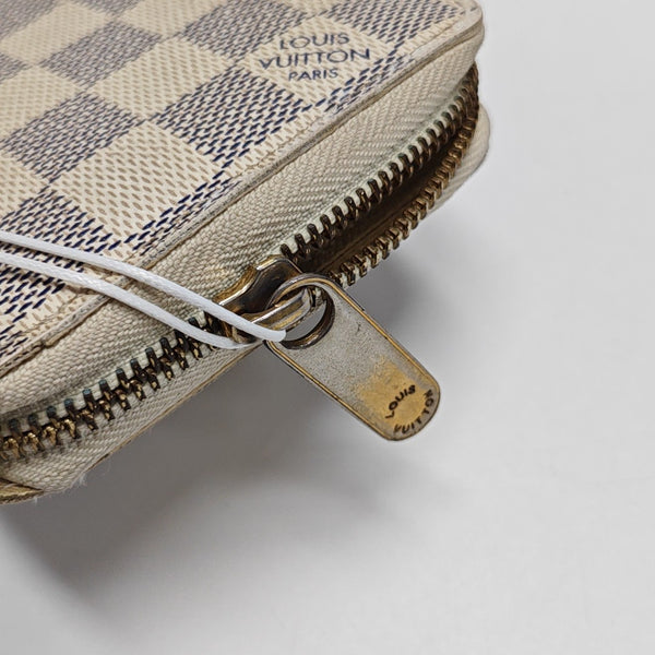 ZIPPY Damier Azur Coated Canvas White Wallet
