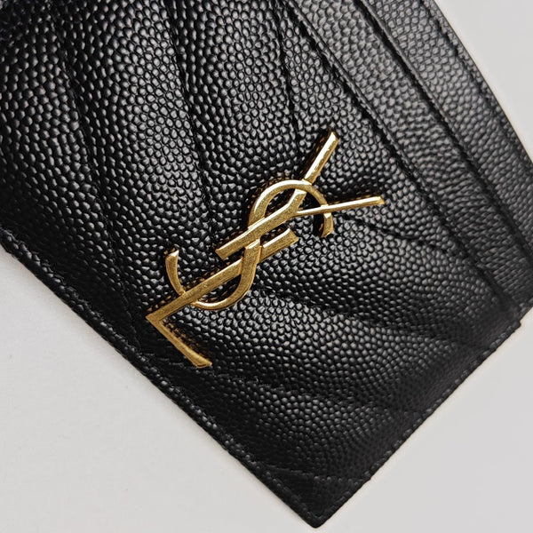 MONOGRAM Chevron Calfskin Black Card Holder
