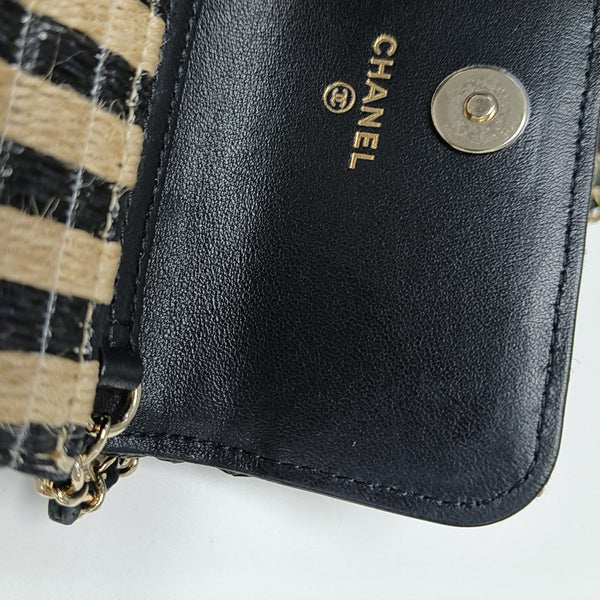Quilted Straw Crossbody Bag Multicolor