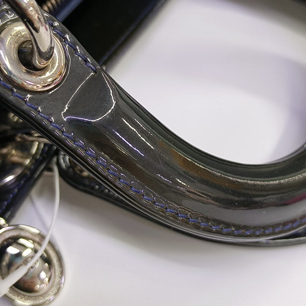 Lady Dior Medium Quilted Patent Leather Blue