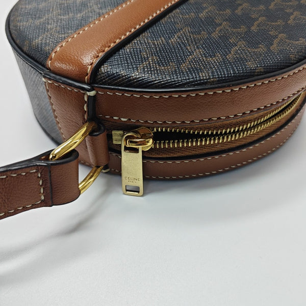 TRIOMPHE ROUND Mini Coated Canvas Brown