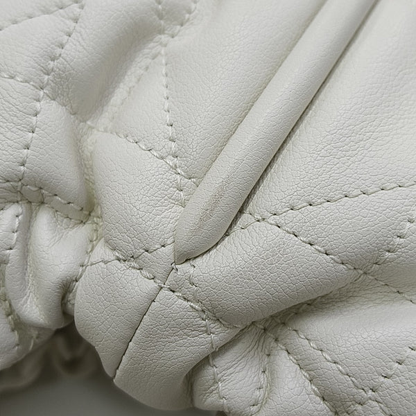 Cannage Calfskin Shoulder Bag White