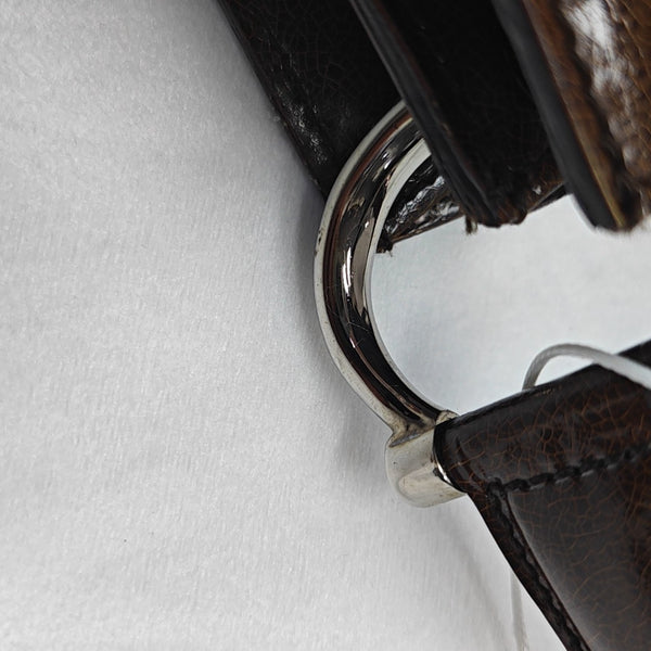 Patent Leather Top Handle Bag Brown