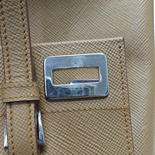 Saffiano Calfskin Shoulder Bag Brown