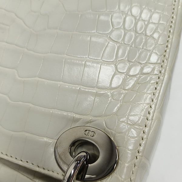 Lady Dior Mini Crocodile White