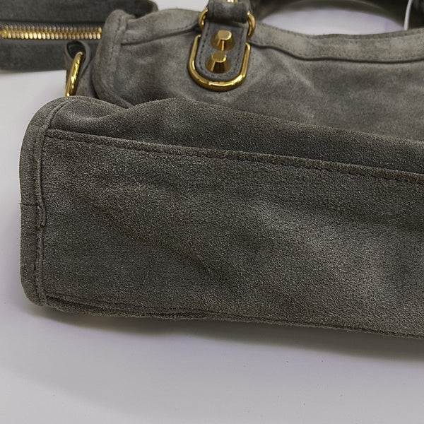 Classic Metallic Edge City Mini Suede Gray