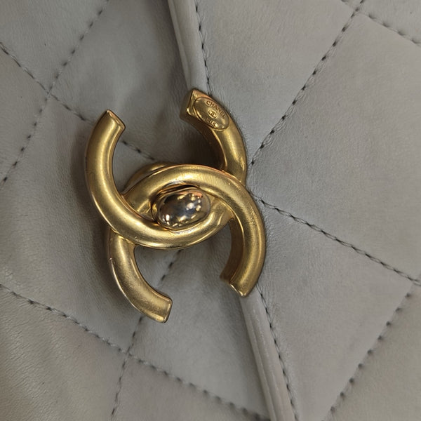 Quilted Lambskin Shoulder Bag White