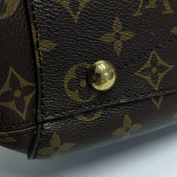 MONTAIGNE MM Monogram Coated Canvas Brown