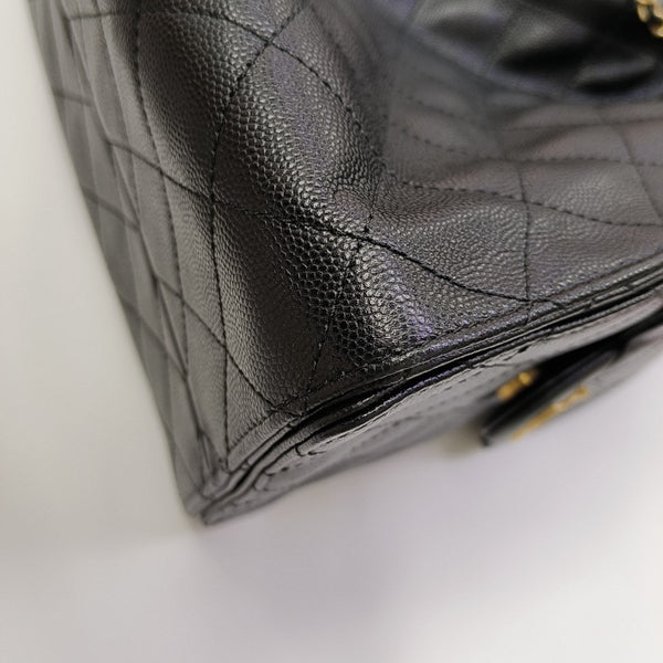 Authenticated pre-owned CHANEL 25 Large Quilted Grained Calfskin Black - Shoulder Bag at Looply