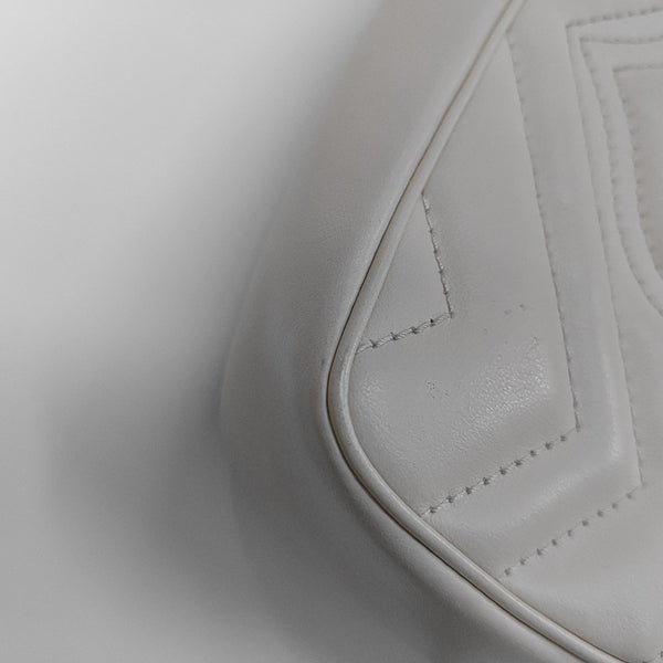 GG Marmont Mini Quilted Calfskin White