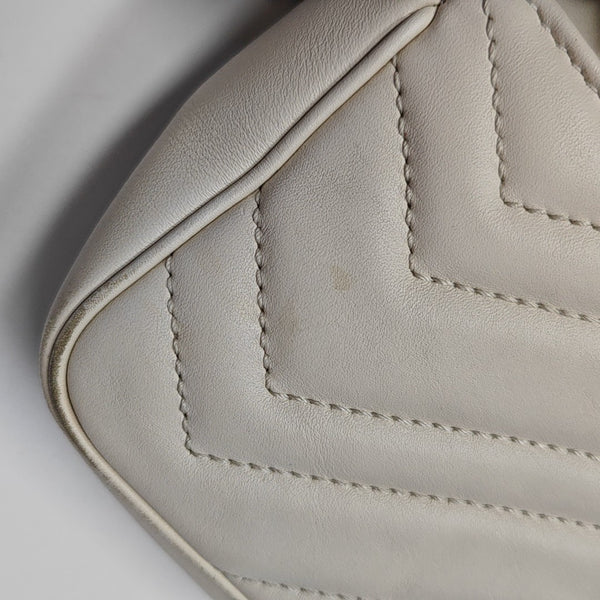 GG Marmont Mini Quilted Calfskin White