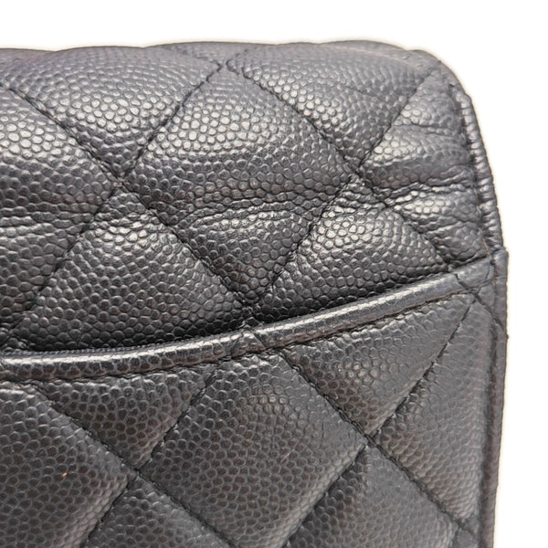 Quilted Grained Calfskin Wallet Black