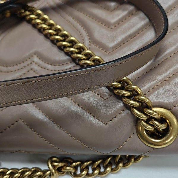 GG Marmont Medium Quilted Calfskin Gray