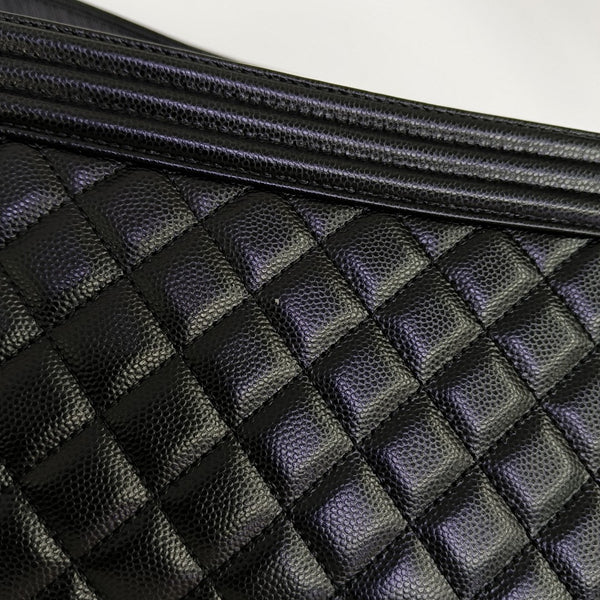 BOY CHANEL Medium Quilted Grained Calfskin Black