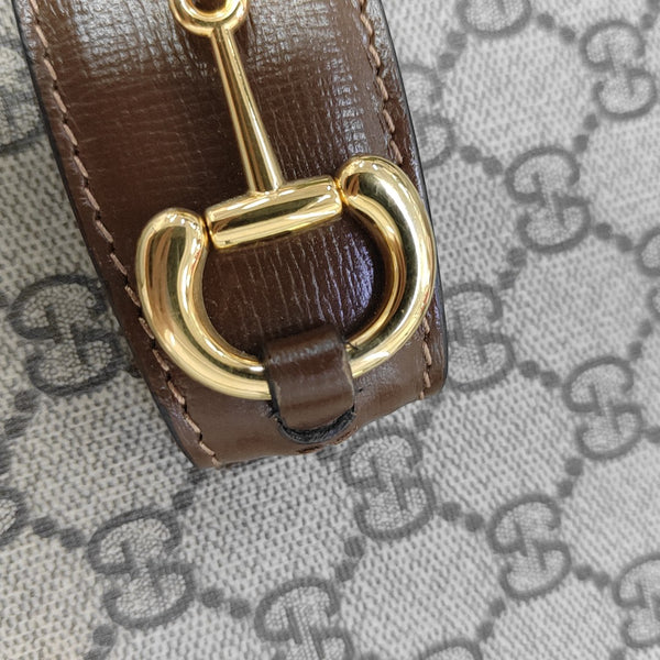 Horsebit 1955 Medium Monogram Coated Canvas Beige