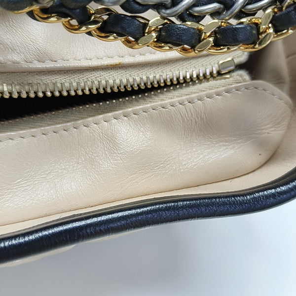 GABRIELLE Small Quilted Calfskin Beige