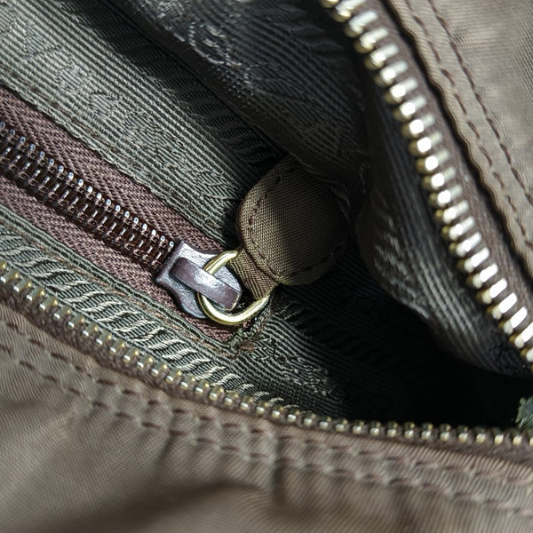 Quilted Nylon Tote Bag Brown