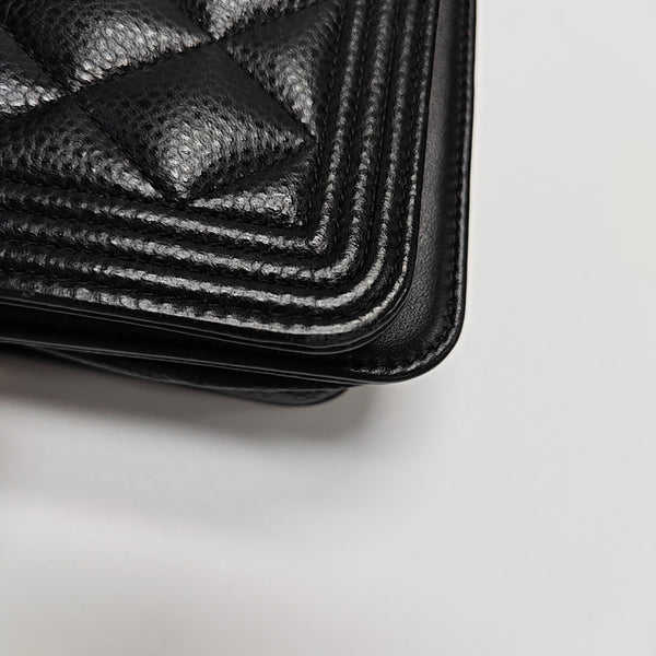 BOY CHANEL Mini Quilted Grained Calfskin Black