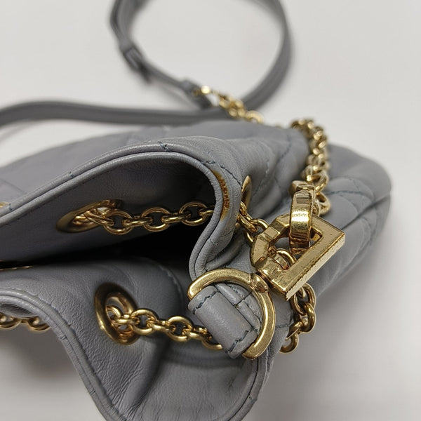 Cannage Lambskin Shoulder Bag Small Gray