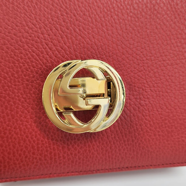 Interlocking G Small Calfskin Red