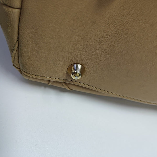 Cannage Calfskin Top Handle Bag Beige
