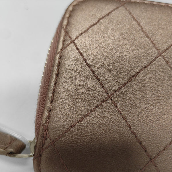 Quilted Lambskin Card Holder Beige