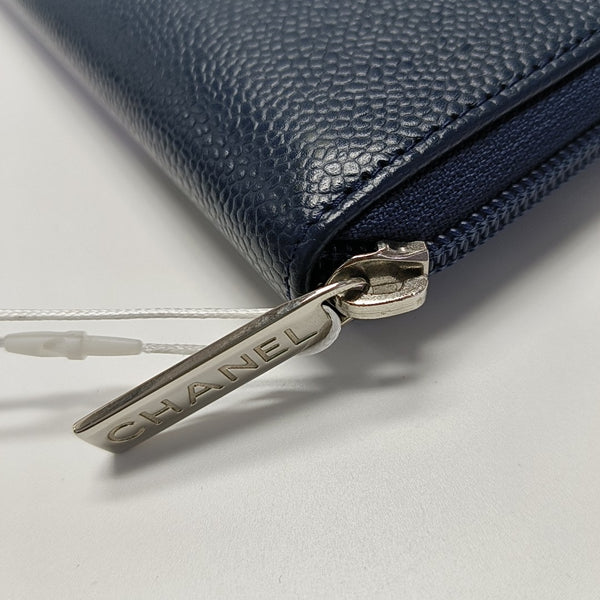Grained Calfskin Wallet Blue