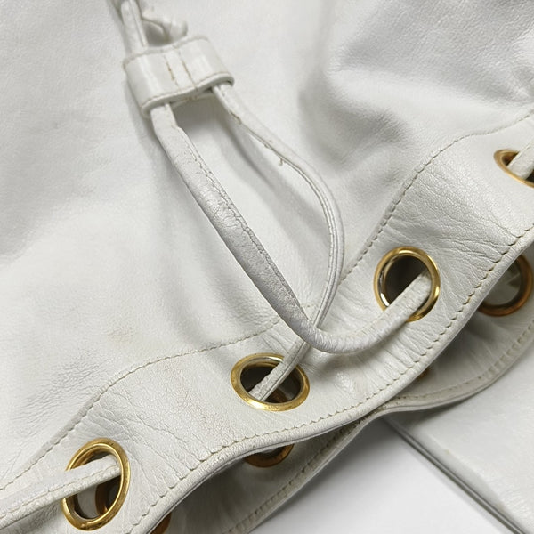 DRAWSTRING Quilted Calfskin White