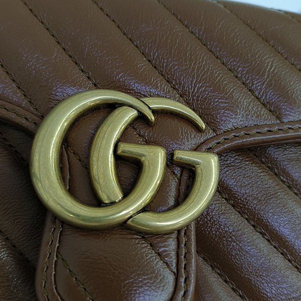 GG Marmont Mini Quilted Calfskin Brown