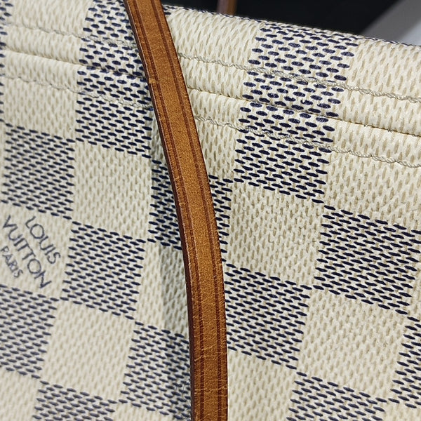 NEVERFULL GM Damier Azur Coated Canvas White
