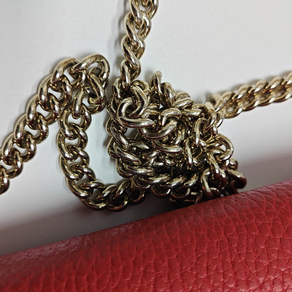 Interlocking G Small Calfskin Red