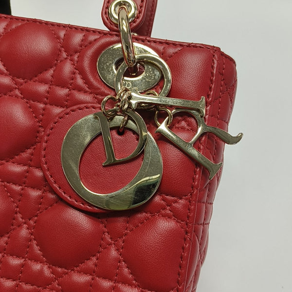 Lady Dior Small Cannage Lambskin Red